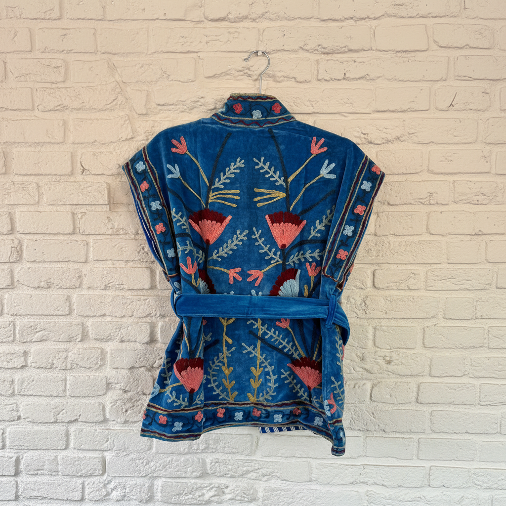 Blauw gilet achterkant
