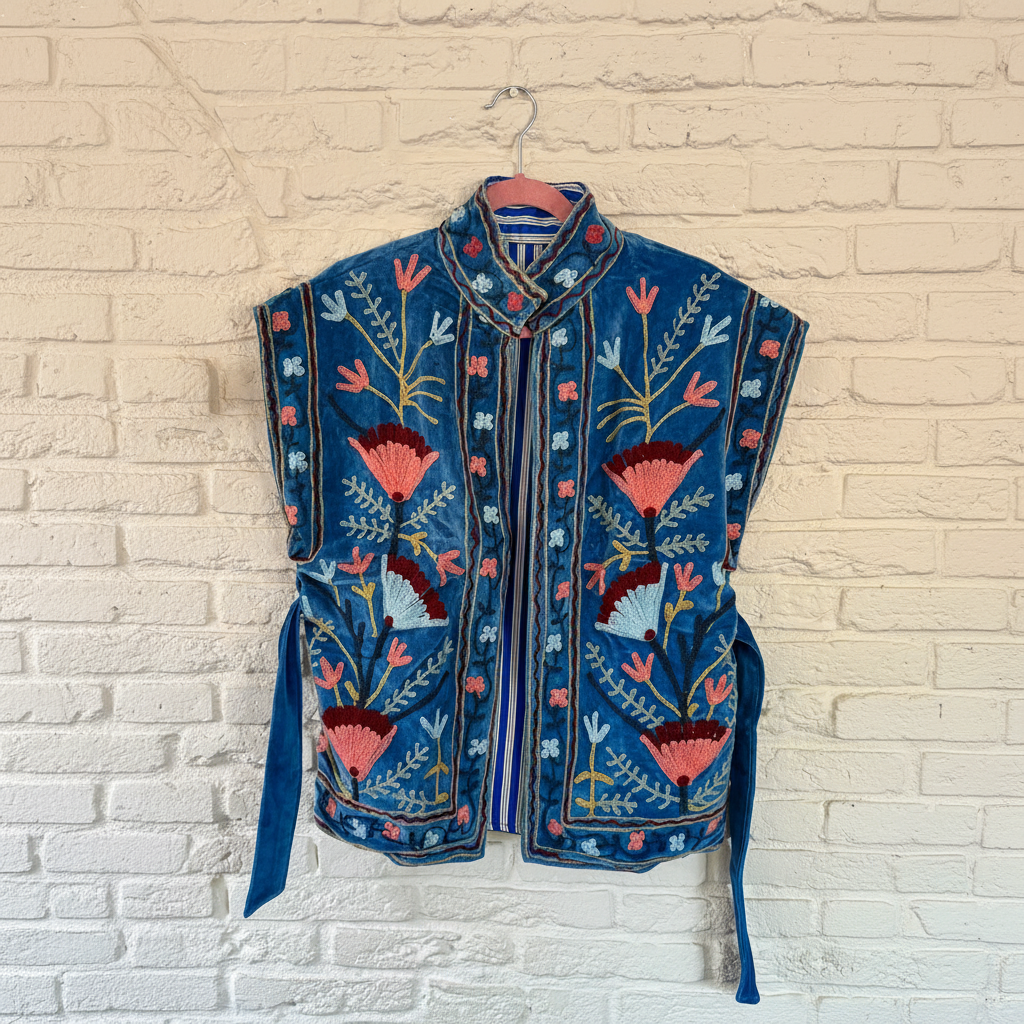 Blauw gilet voorkant open