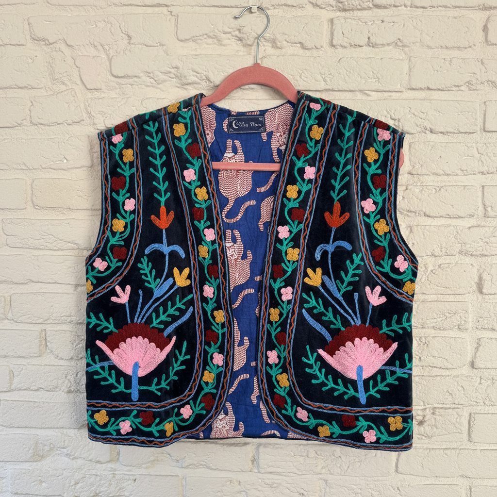 Donkerblauw gilet voorkant